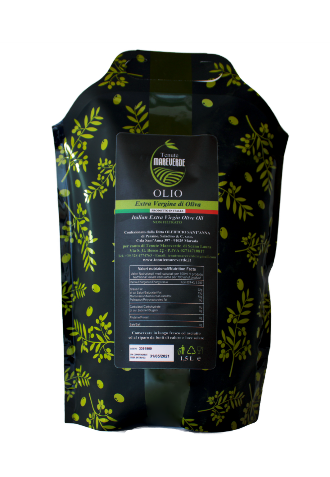 Olio Extravergine d'oliva in box Trapani sicilia l. 1,5