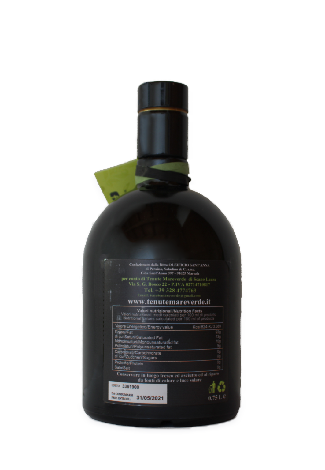 Olio Extravergine d'oliva Trapani sicilia l. 0.75